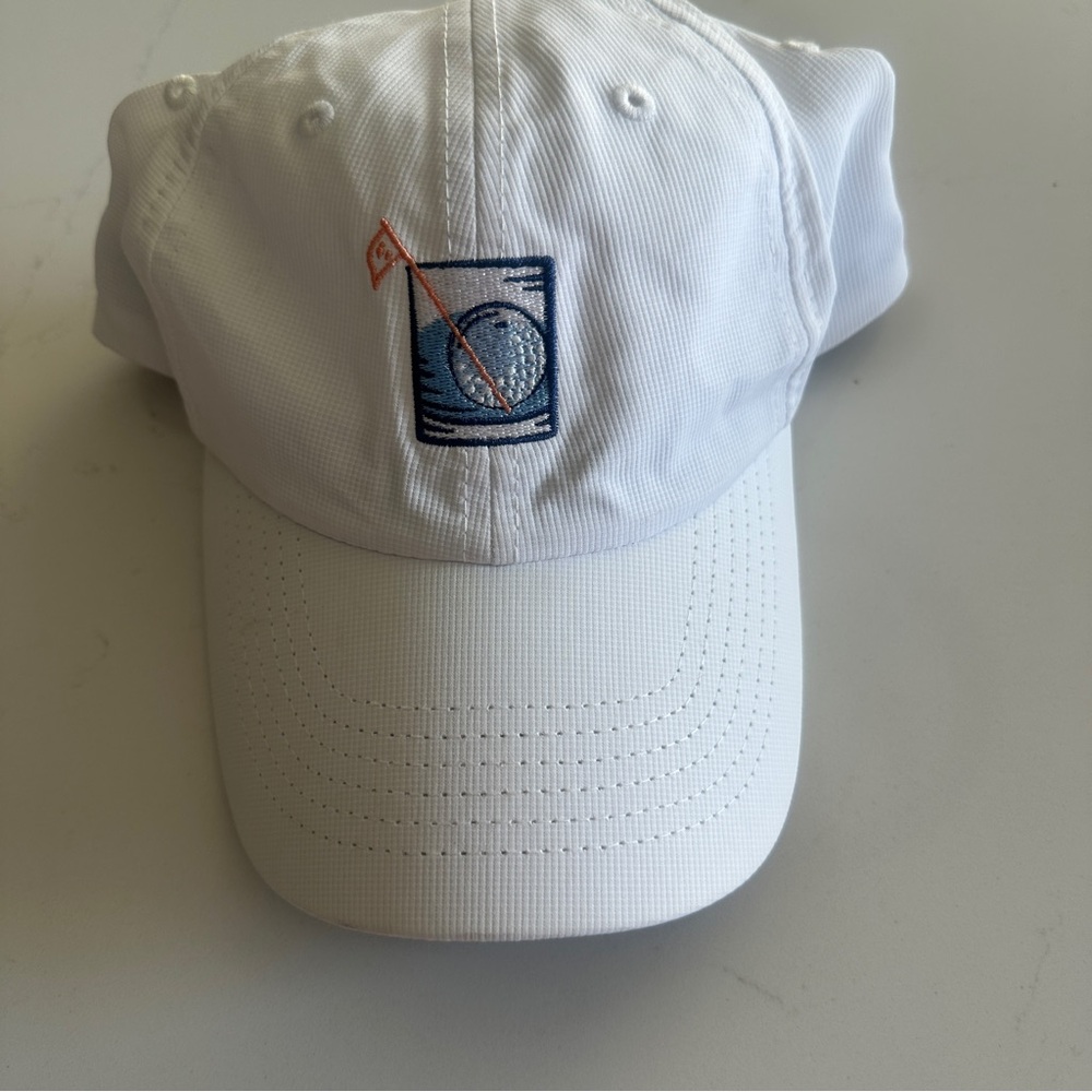 Peter Millar White Golf Cap with Blue and Orange Embroidered Logo